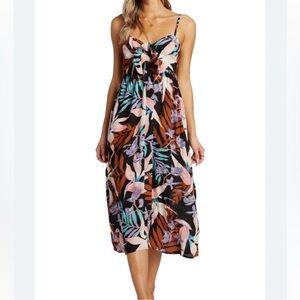 BILLABONG Twist It Knot Front Floral Printed Midi Dress Size Small